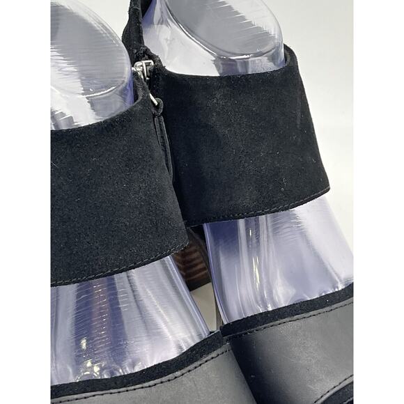 Tom's Majorca Black Suede Cutout Block Summer Stacked Heel Sandal Sz 8.5/39 - Picture 9 of 15